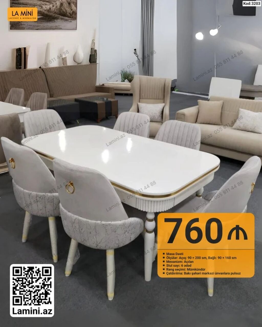 Masa Dəsti – La Mini Kod: 3203 - Ölçülər: Açıq 90×200 sm, Bağlı — Mebel, Bakı