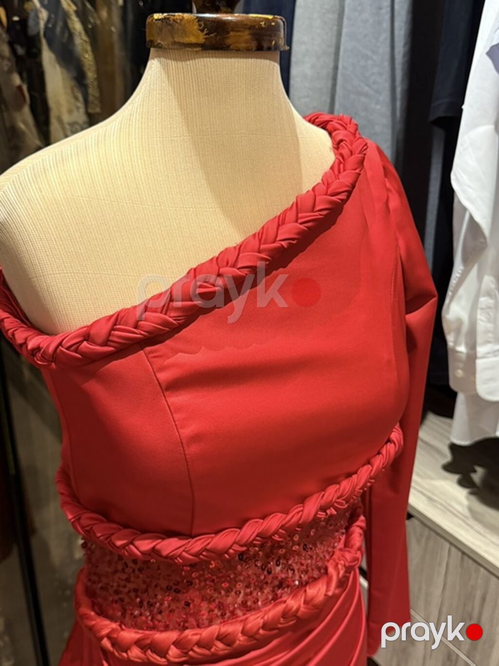 Qırmızı axşam libası S olcu 45kg x 167 cm - Kəsim: Asimmetrik – — Şəxsi əşyalar, Bakı (5)