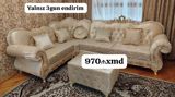 Klassik üslubda künc dəst – krem rəngli, qızılı oyma dekorlu. Dəst — Furniture