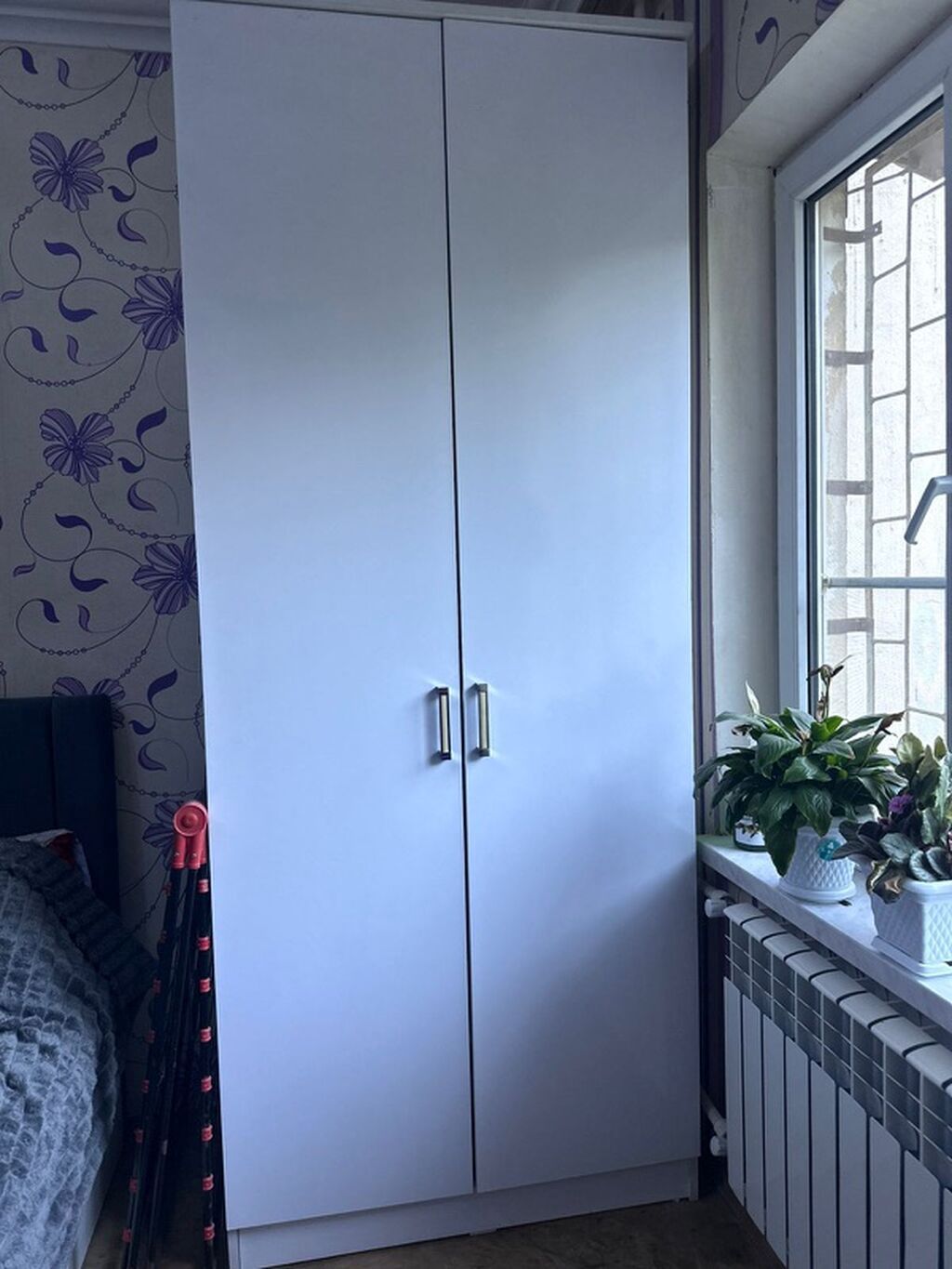 İki qapılı paltar şkafı - Rəng: ağ, minimal dizayn - Material — Mebel, Bakı (2)