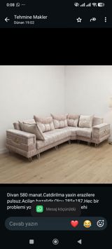 Divan 580 manat.Catdirilma yaxin erazilere pulsuz.Acilan — Mebel
