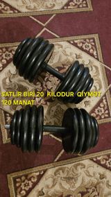 Tənzimlənən təkəlli qantel dəsti - 2x20 kq — Гантели, штанги, блины