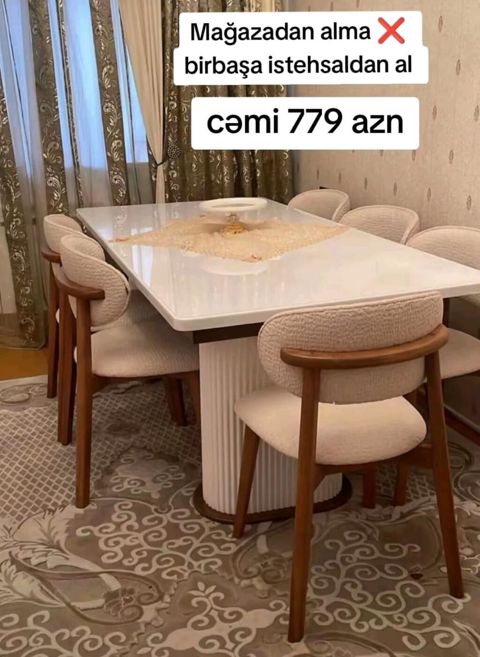 Modern yemək otağı dəsti - Diktə olunmuş neoklassik dizayn: parlaq