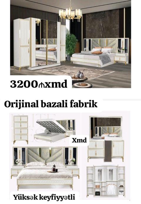 Yataq otağı dəsti — orijinal bazalı, yüksək keyfiyyətli fabrik