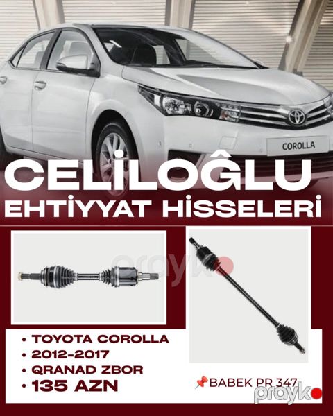 Toyota Corolla 2012-2017 oynaqlı birləşməsi