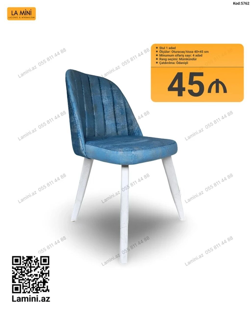 Stul – La Mini (Kod: 5762) - Model: Yumşaq oturacaq və bel hissəli