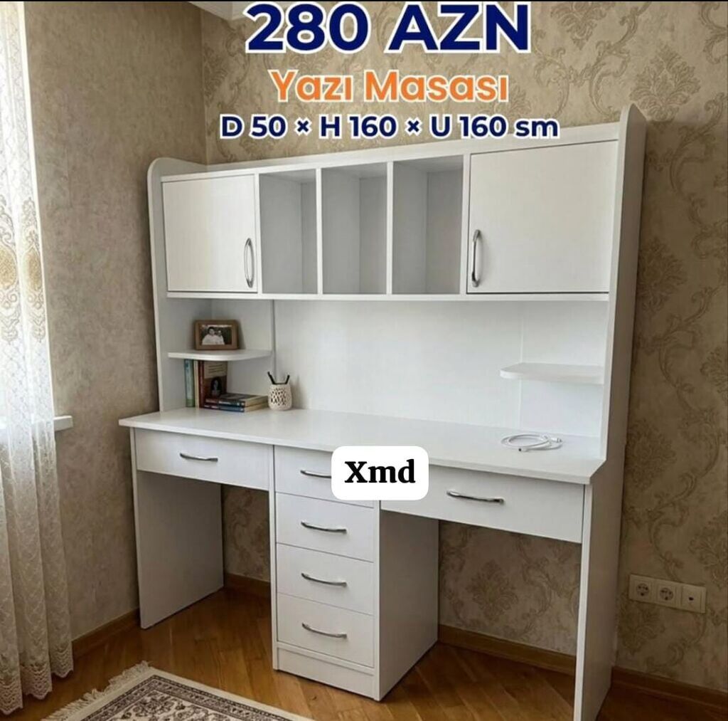 Yazı masası – 280 AZN Ölçülər: Dərinlik 50 sm × Hündürlük 160 sm ×