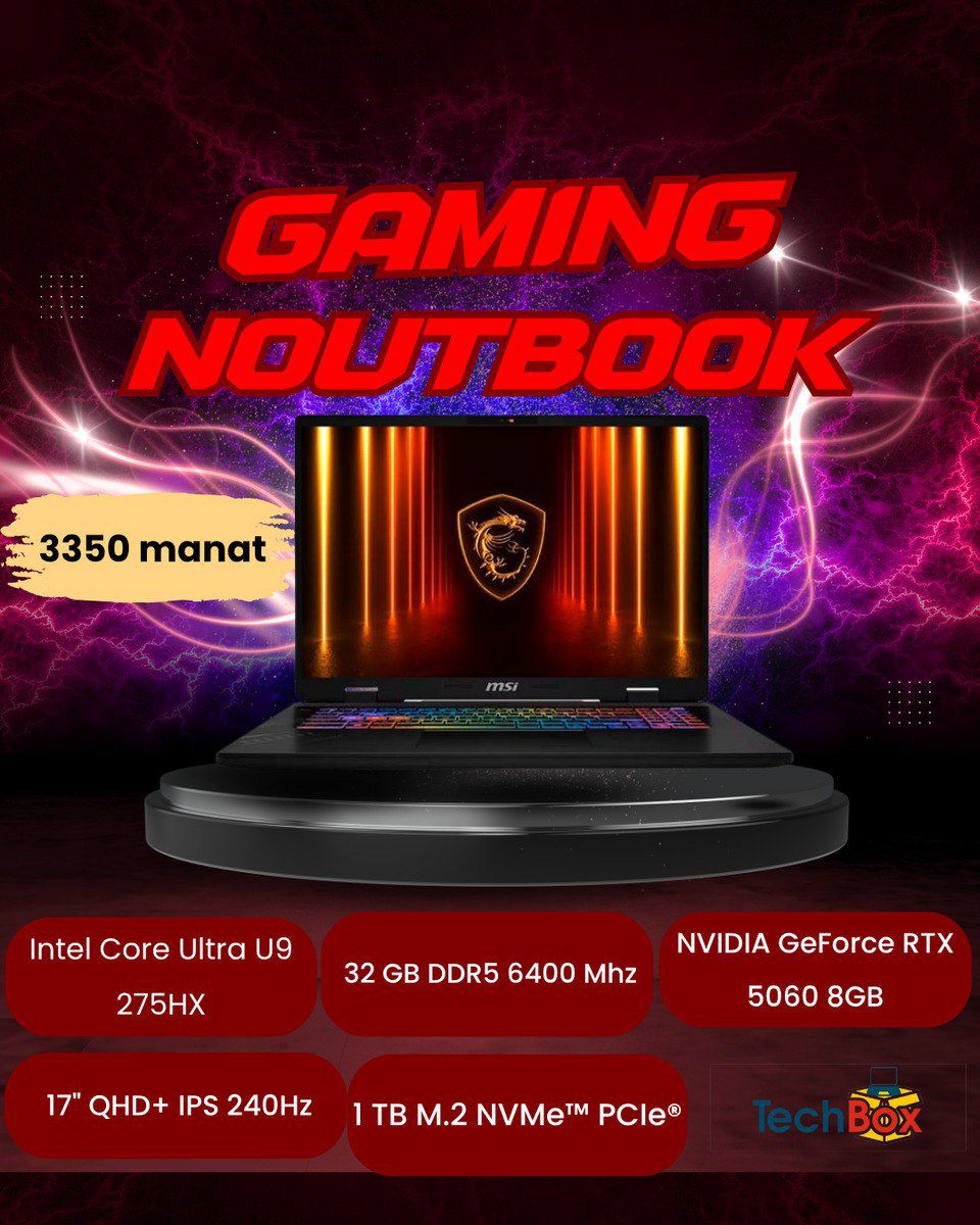 MSI Crosshair 17 HX AI D2XWFKG-063XAZ-GBU9275X32GXXDXX (9S7-17T423-063) — Elektronika, Bakı