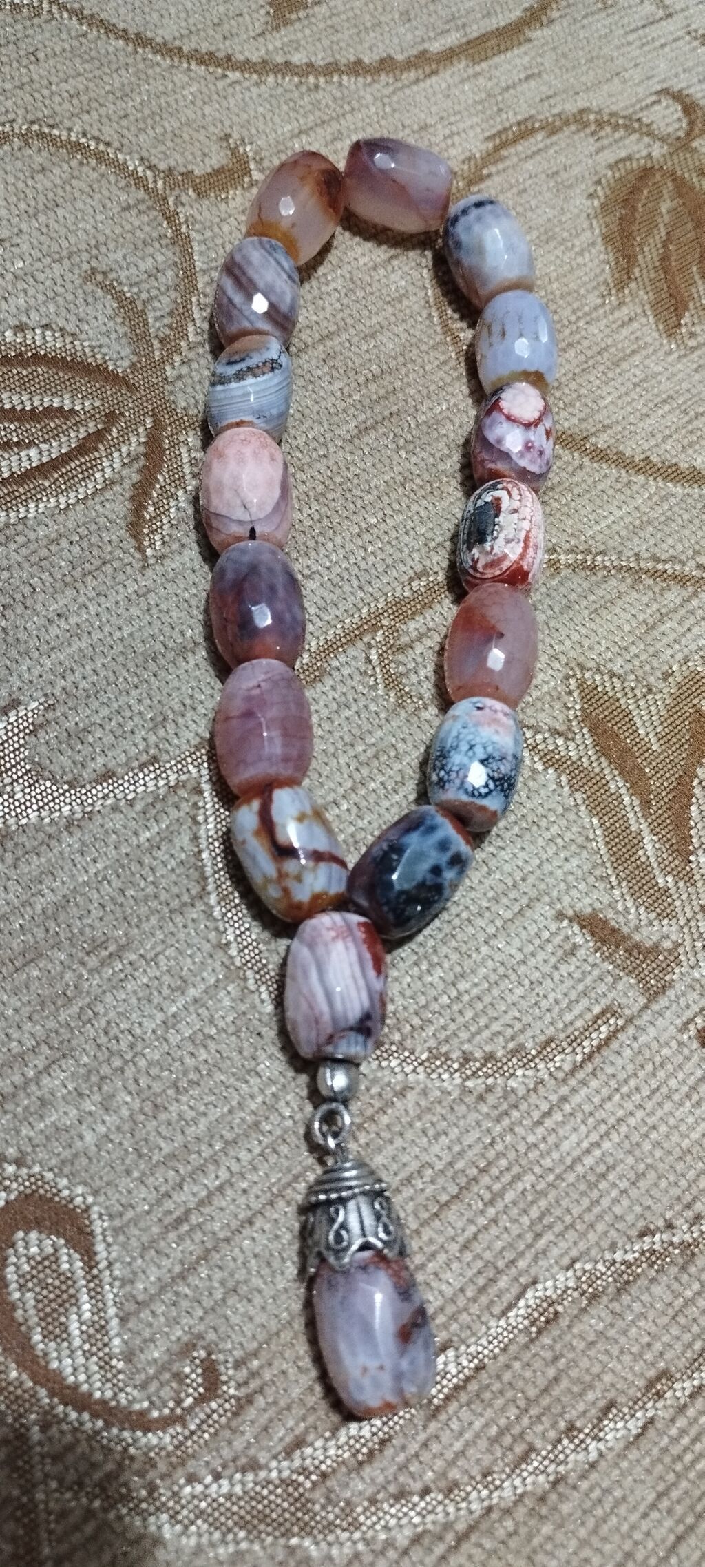 Təbii aqat daşlardan hazırlanmış təsbeh/ bilərzik hibridi - Material — Aksesuarlar, Bakı