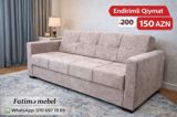 Bej rəngli 3-yerlik divan - Yumşaq, toxumalı parça üzlük - Rahat — Goods