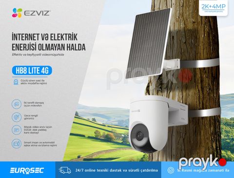EZVIZ "CS-HB8c/SP Lite 2K+ 4MP AOV 4G+Wi-Fi Smart Home Battery Kamera" — Bakı