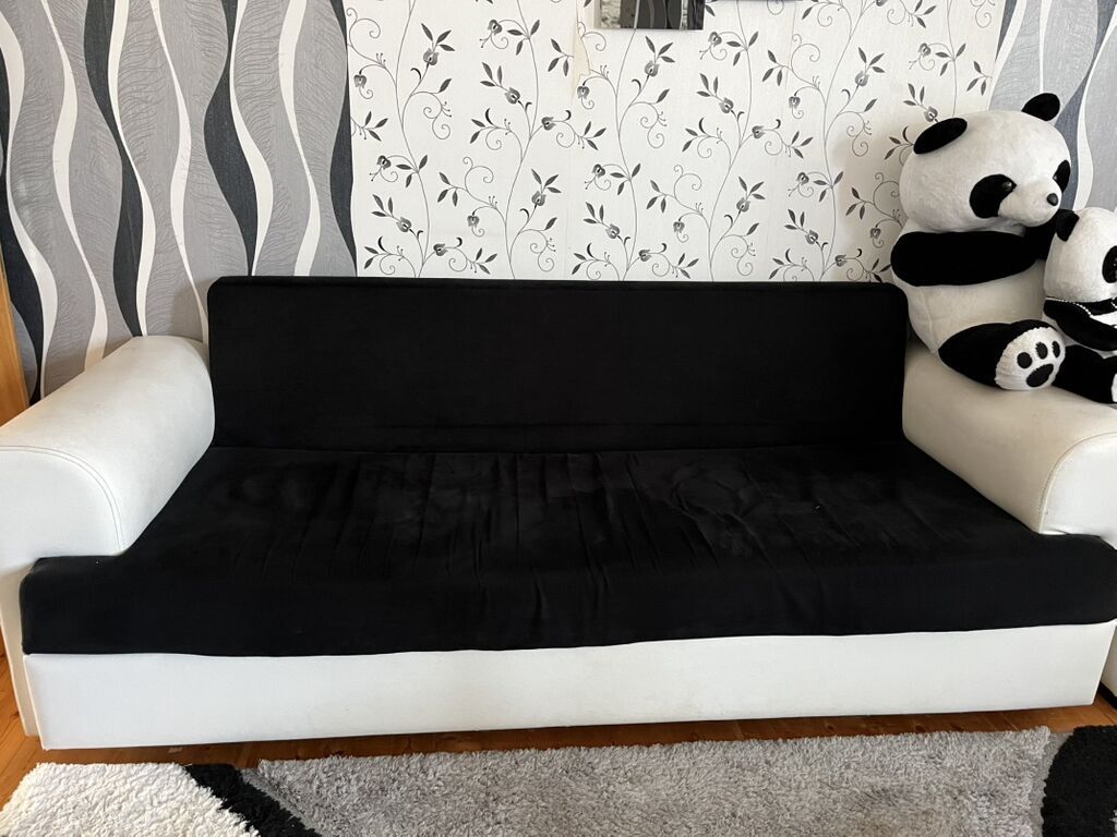Qara-ağ rəngdə yumşaq mebel dəsti 1 divan 2 kreslo . Real alıcılar — Mebel, Digah (3)