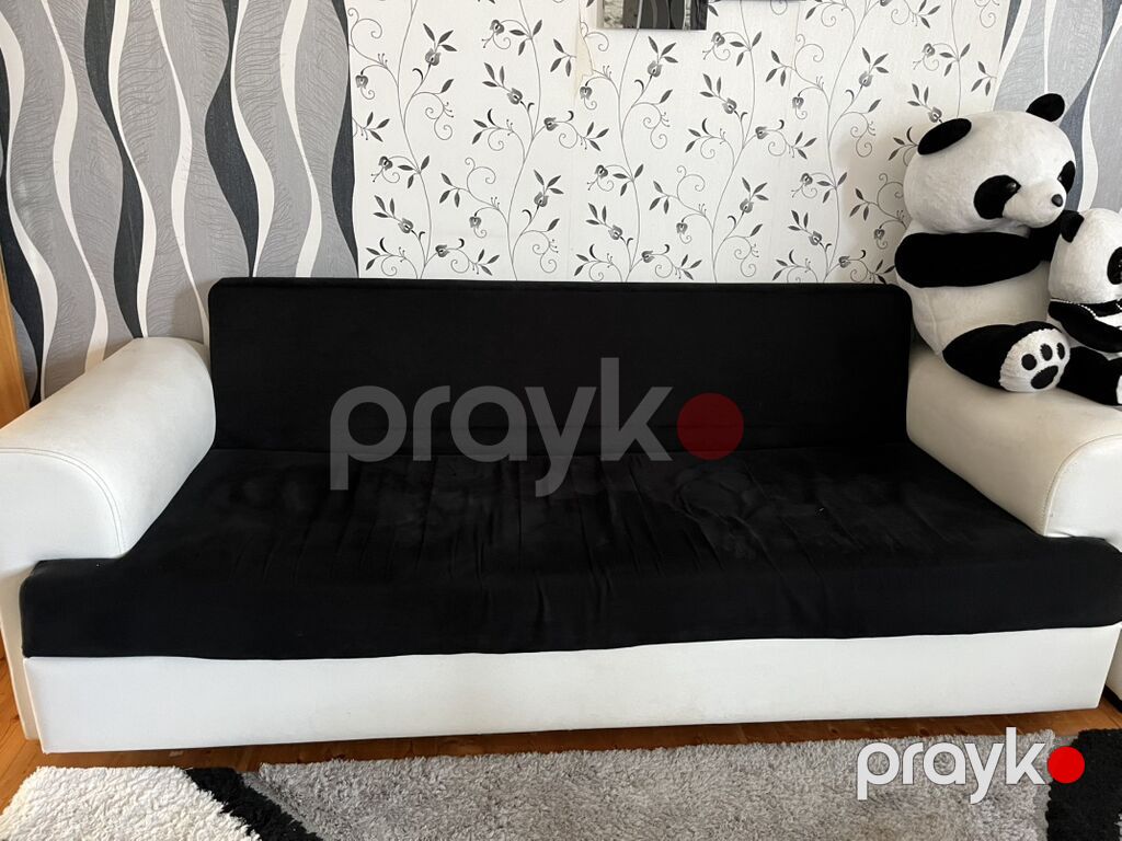 Qara-ağ rəngdə yumşaq mebel dəsti 1 divan 2 kreslo . Real alıcılar — Mebel, Digah (3)