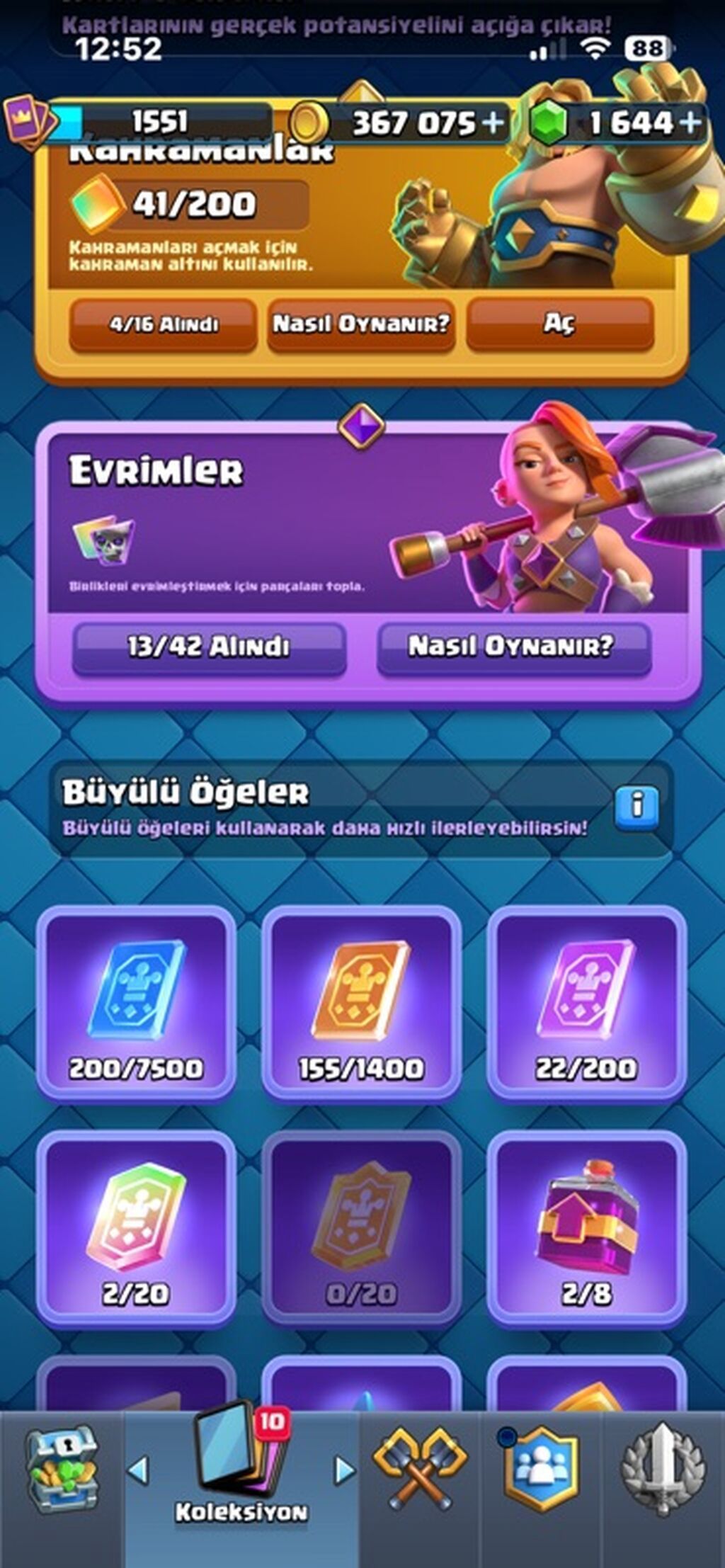 Clash Royale hesabı – güclü resurs və kolleksiya - Kasa: 367 075 — Mallar, Digah