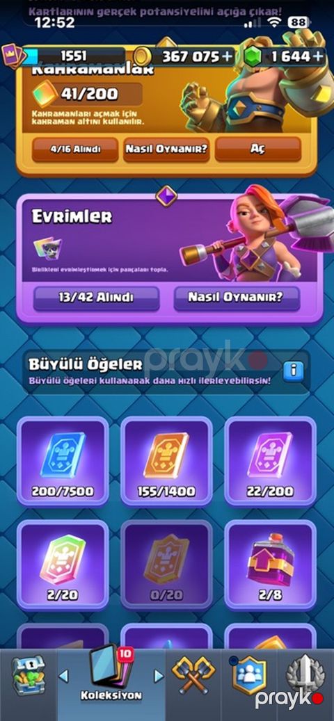 Clash Royale hesabı – güclü resurs və kolleksiya - Kasa: 367 075