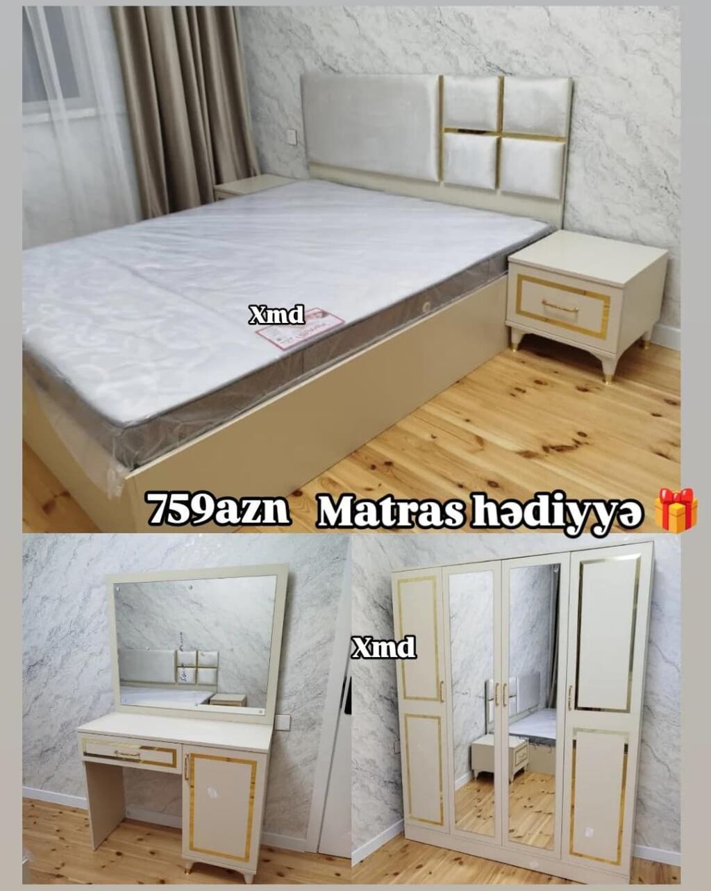 Yataq otağı mobilya dəsti – 759 AZN, matras hədiyyə — Yataq otağı mobilya dəstləri, Xırdalan