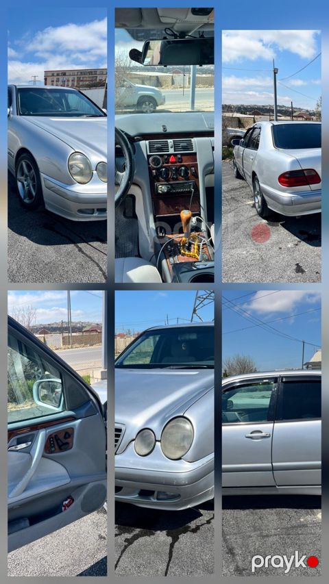 Mercedes-Benz E-Class sedan (W210), gümüş rəng. Əsas xüsusiyyətlər: -