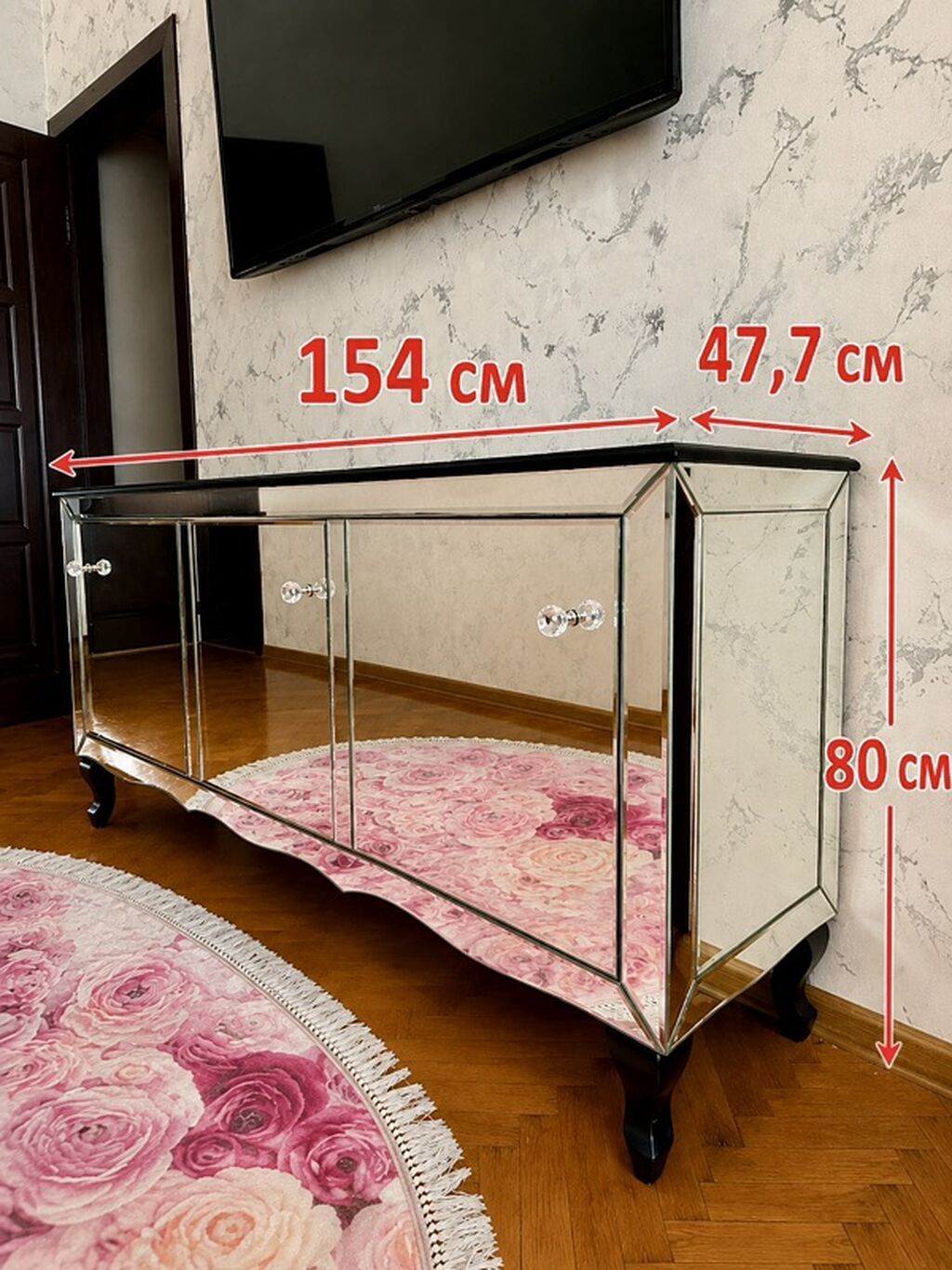 Güzgülü konsol/TV tumbası - Ölçülər: uzunluq 154 sm, dərinlik 47,7 — Mebel, Bakı (2)
