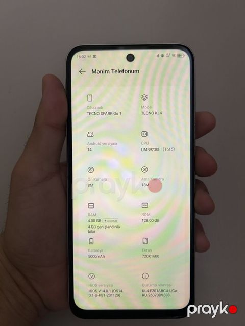 Tecno 128 GB, rəng - Ağ