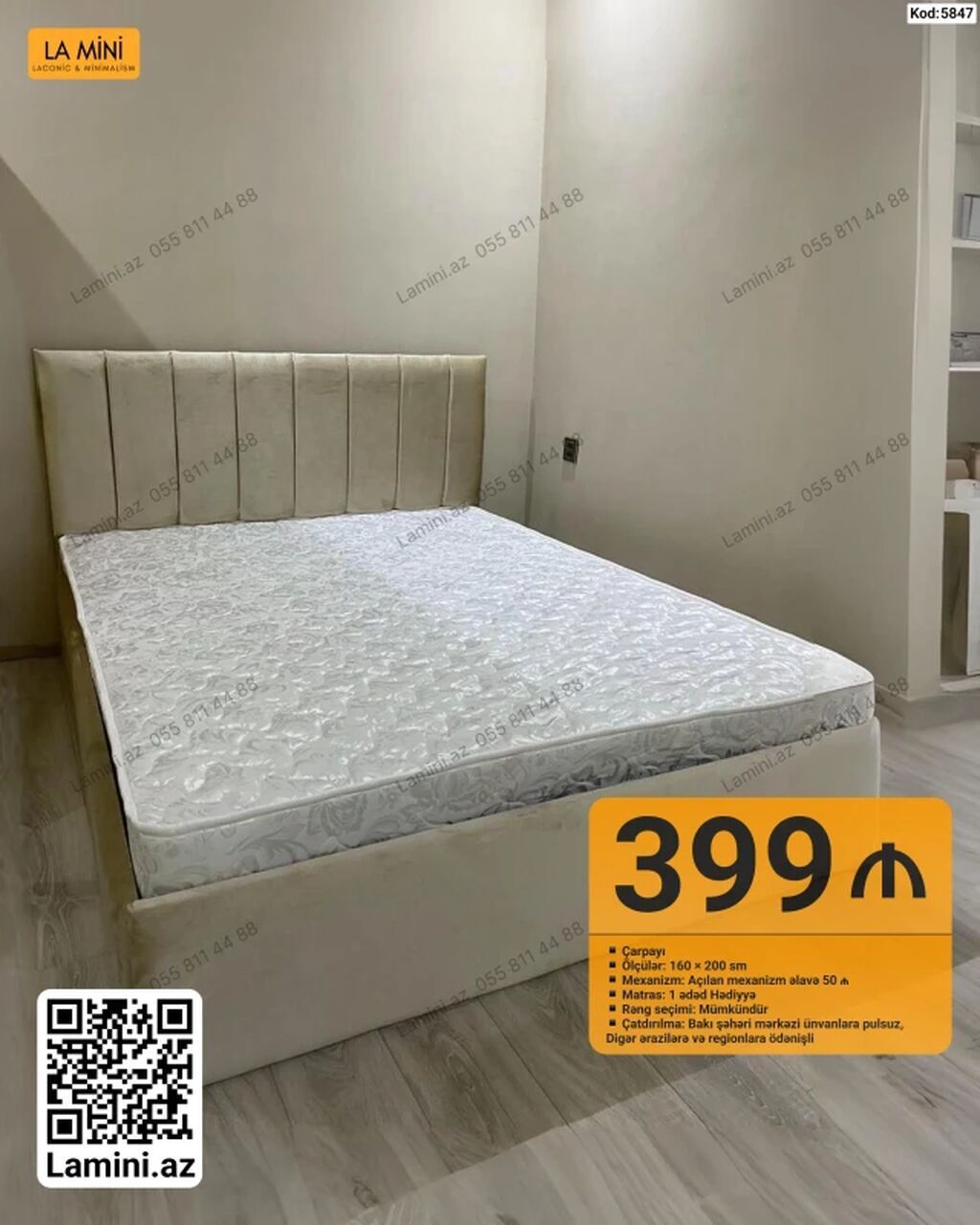 LA MINI iki nəfərlik çarpayı - Ölçü: 160 × 200 sm - Mexanizm: Açılan