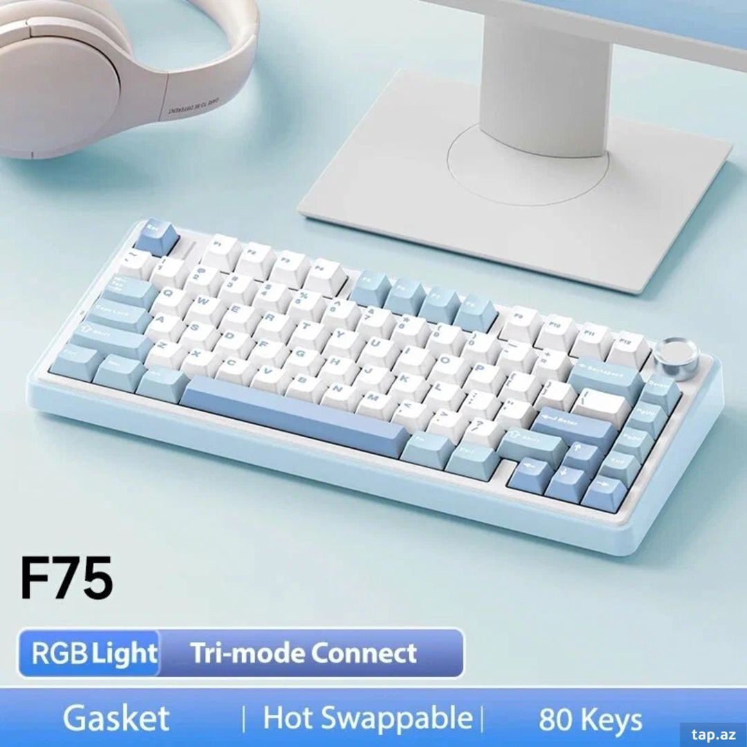 Mechanical Gaming Keyboard AULA F75 Sea salt blue — Elektronika, Bakı
