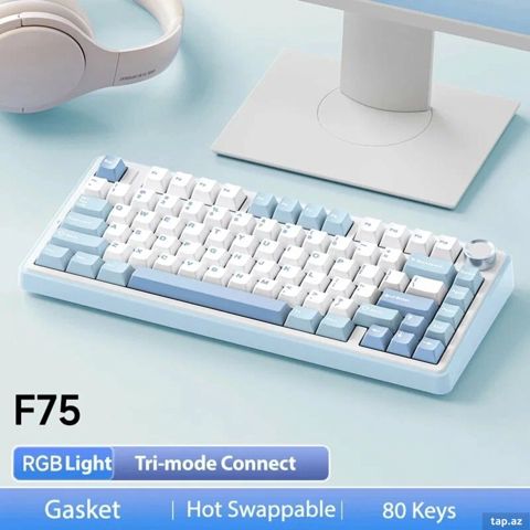 Mechanical Gaming Keyboard AULA F75 Sea salt blue — iComp