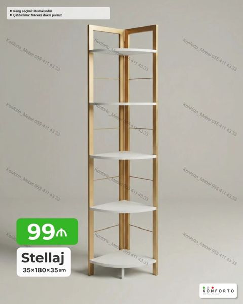 Stellaj – künc rəf sistemi - Ölçü: 35 × 180 × 35 sm - Qiymət: 99 ₼ -