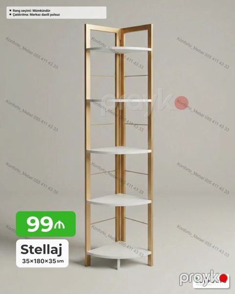 Stellaj – künc rəf sistemi - Ölçü: 35 × 180 × 35 sm - Qiymət: 99 ₼ - — Bakı