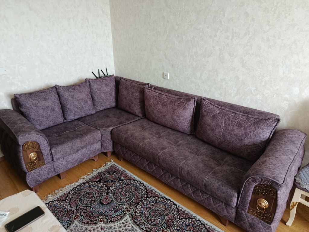 Bənövşəyi rəngdə L formalı künc divan - Ölçü: təxmini 2 hissəli L — Divanlər, Bakı (3)