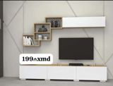 Müasir TV stendi və divar rəfi dəsti - Minimalist dizayn: ağ fasadlar — Mebel