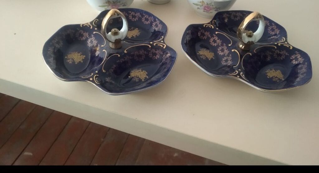 Çay dəsti, rəng - Göy, Farfor — Mallar, Bakı (2)