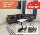 Künc divan, Yeni, Açılan, Bazalı, Vеlur parça, Şəhərdaxili pulsuz çatdırılma — Мебель