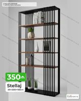 Stellaj – 35×200×100 sm - Material: Qara metal karkas, taxta rəf — Goods