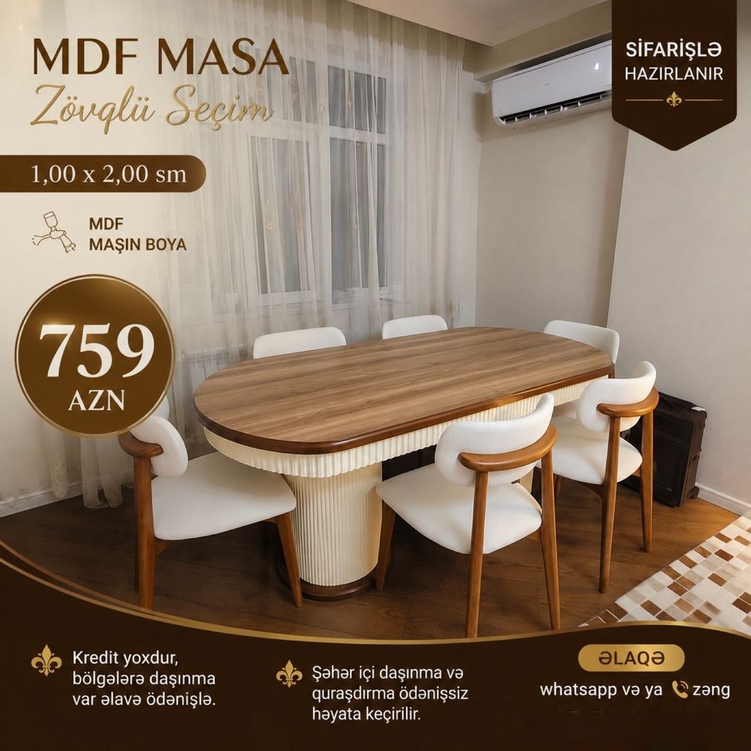 Masa və oturacaqlar — Mallar, Bakı
