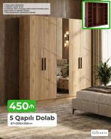 5 qapılı geyim dolabı Ölçü: 47×200×200 sm Material: 18 mm laminat — Furniture