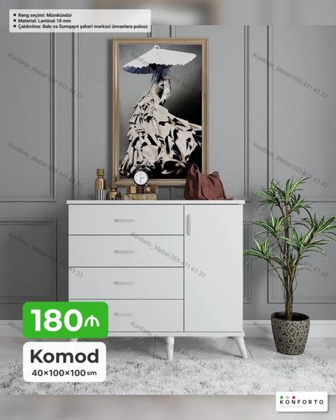 Məhsul: Komod - Ölçülər: 40 × 100 × 100 sm - Material: 18 mm laminat — Konforto Mebel — Комоды и тумбы