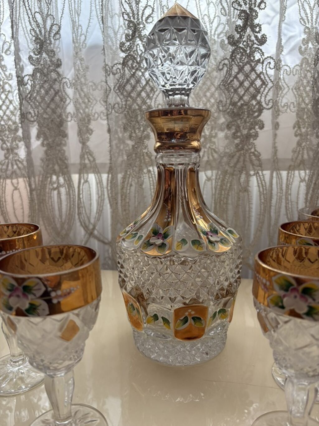 Cex xrustali qrafin desti. Bohemiya. Kristal qrafin və badələr dəsti — Mallar, Mehdiabad (3)