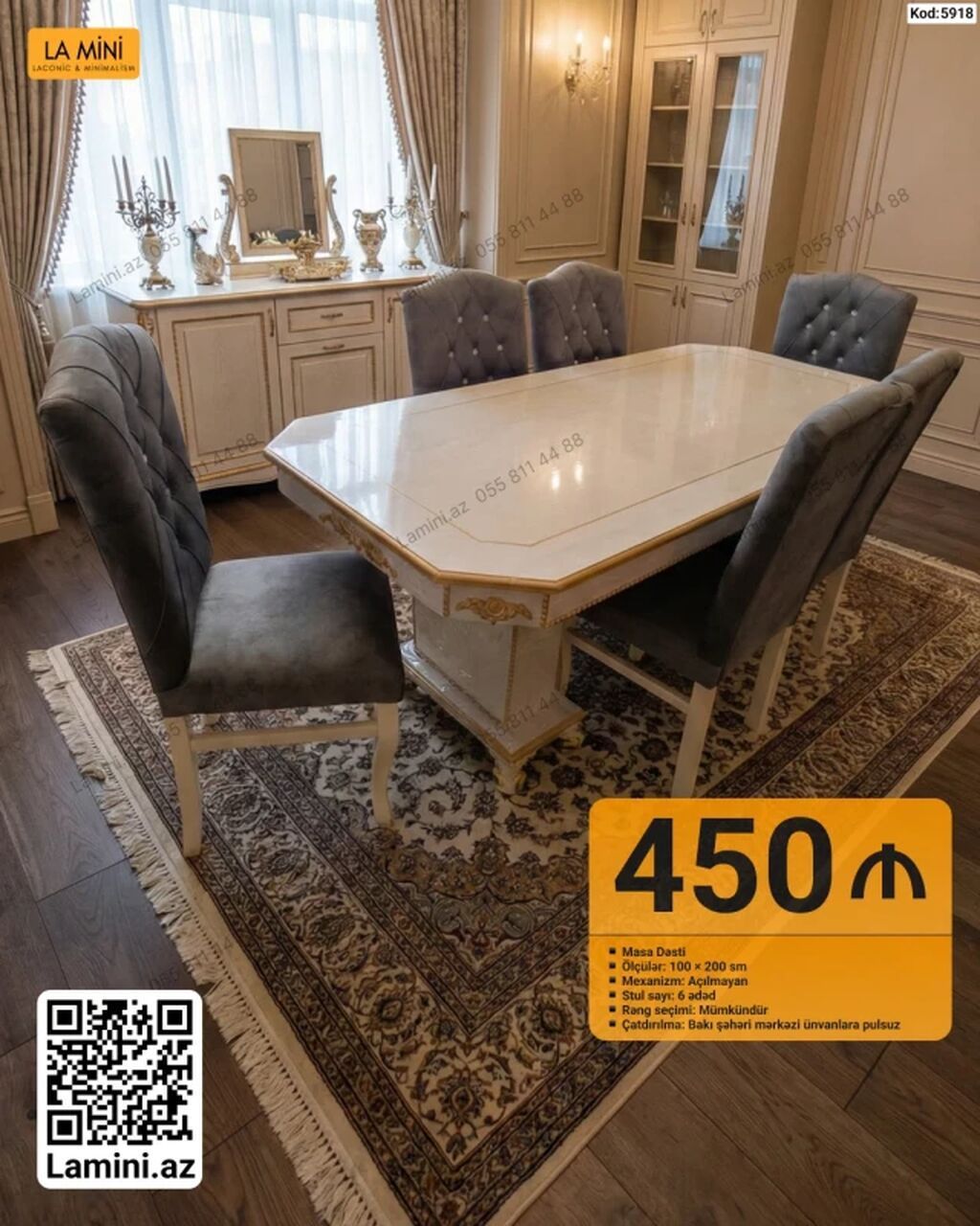 Məhsul: Masa Dəsti (Kod: 5918) - Ölçülər: 100 × 200 sm - Mexanizm — Mebel, Bakı