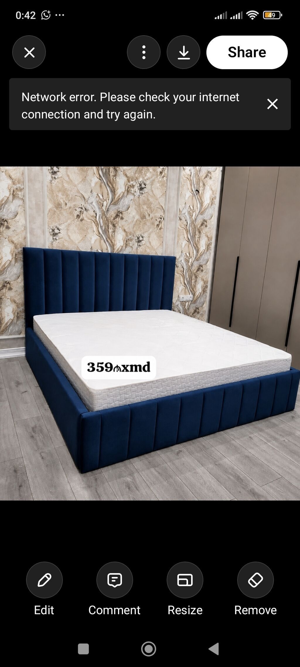 Velvet çarpayı dəsti – mavi rəng - Yataq ölçüsü: 359 xmd (şəkildə