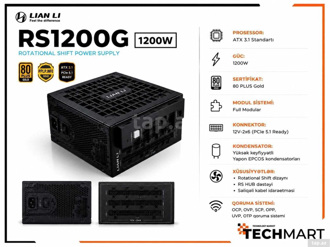 Premium Qida Blokları: Lian Li 1200W / Seasonic 1000W / Corsair 850W — Elektronika, Bakı