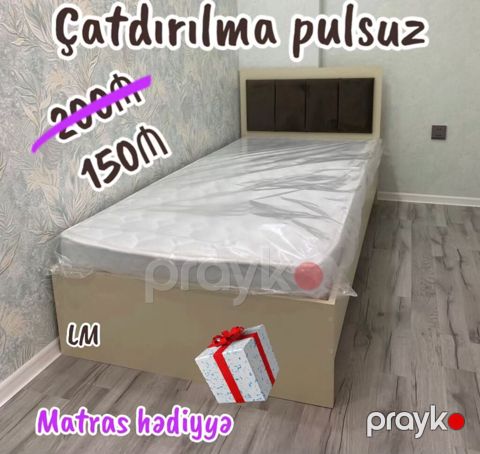 Tək çarpayı + matras hədiyyə - Sifarişlə və yeni - Qiymət: 150₼ (1 — Bakı