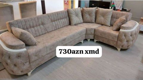 Künc divan dəsti - Model: L formalı künc divan - Rəng: bej/şamot