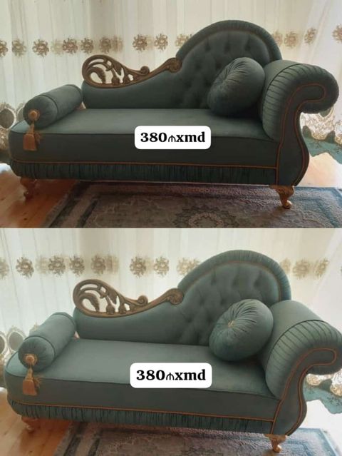 Klassik üslubda divan - Yaşıl məxmər, 380 sm