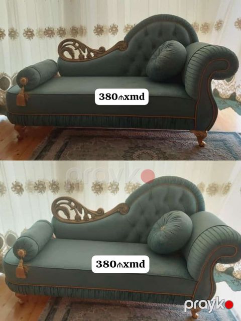 Klassik üslubda divan - Yaşıl məxmər, 380 sm