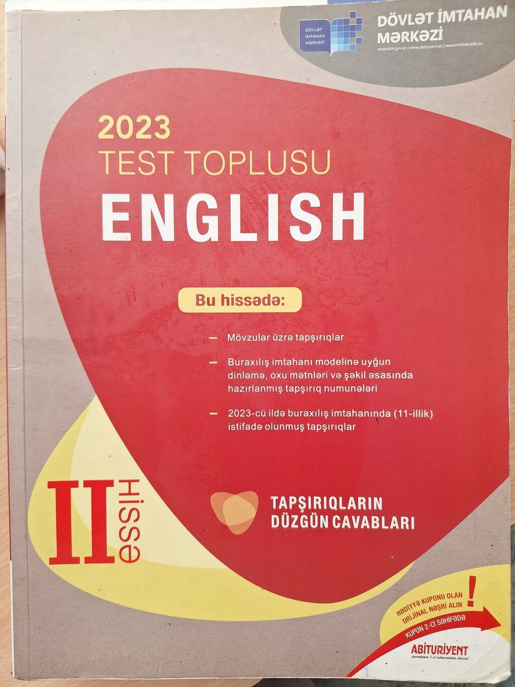 İngilis dili Testlər 11-ci sinif, DİM, 1-ci hissə, 2023 il — Kitablar və jurnallar, Bakı (2)