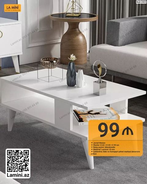 Jurnal Masası – La Mini - Model kodu: 2423 - Ölçülər: 60 × 40 × 90 sm — Lamini Mebel — Komodlar və tumbalar