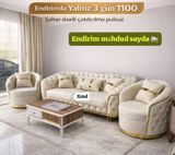 - 3 hissəli salon dəsti: 1 ədəd üçlü divan + 2 ədəd kreslo - Rəng — Мебель