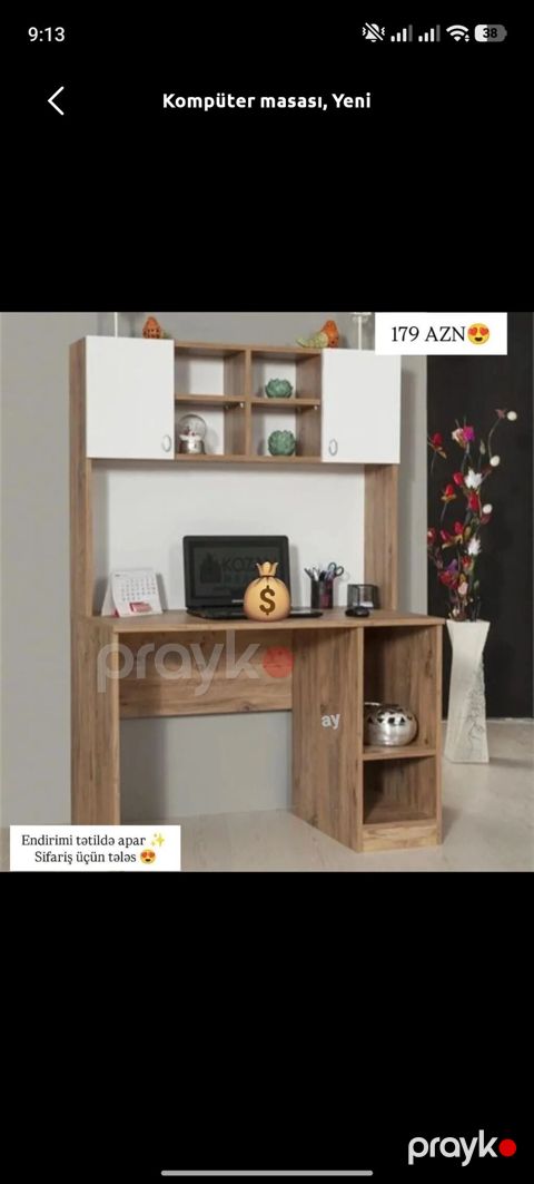 Düz masa, Polkalı, Siyirməsiz, Teksturalı laminat