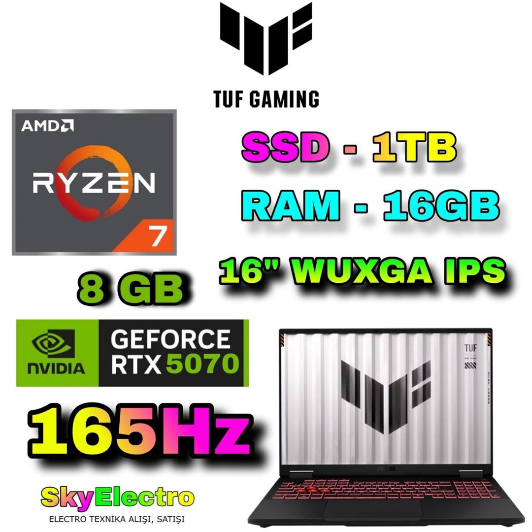 Asus TUF A16 FA608UP RTX 5070 8 GB Gaming — Noutbuklar, Bakı