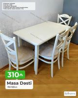 Masa dəsti – 70×120 sm - Komplekt: 1 ədəd masa + 4 ədəd stul - — Ürünler
